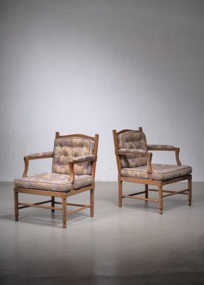 Pair of Scandinavian pine Gripsholm armchairs