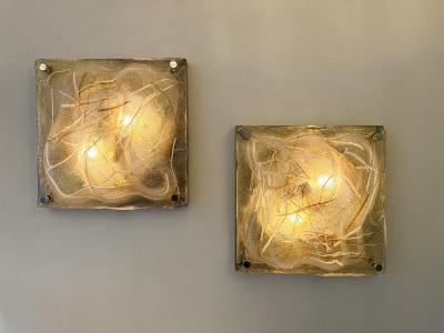 Pair of Sconces Blumpy Murano Glass and Brass Italy 1970s