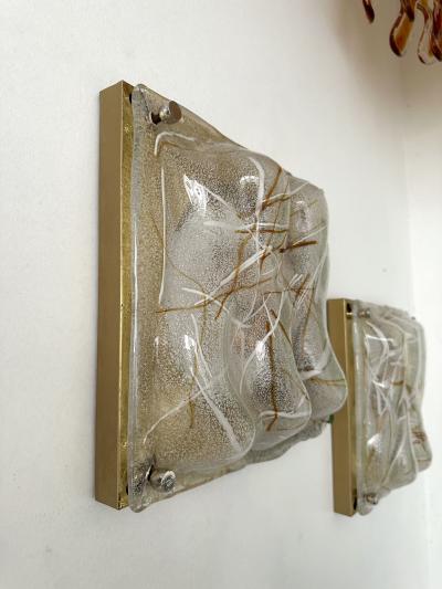 Pair of Sconces Blumpy Murano Glass and Brass Italy 1970s