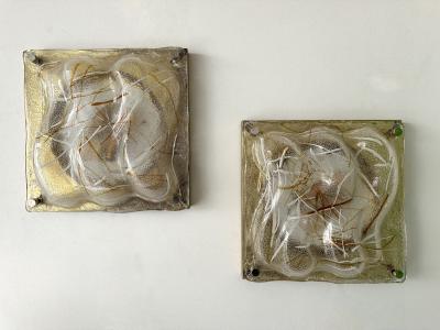 Pair of Sconces Blumpy Murano Glass and Brass Italy 1970s