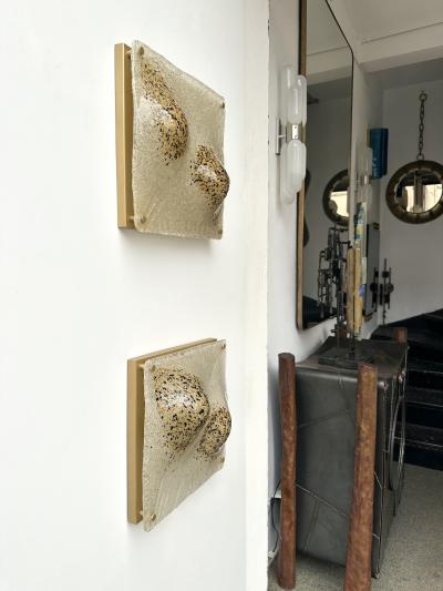 Pair of Sconces Blumpy Murano Glass and Gilt Metal Italy 1970s