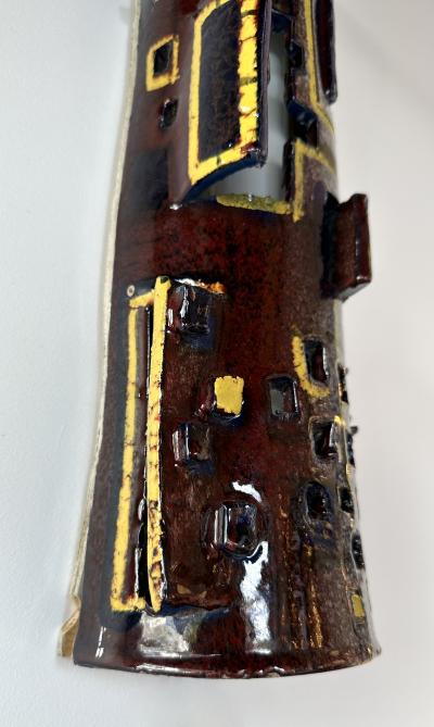 Pair of Sconces Ceramic Enameled Sculpture Italy 1960s