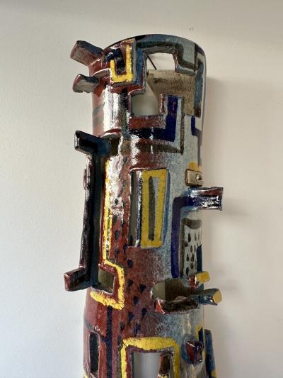 Pair of Sconces Ceramic Enameled Sculpture Italy 1960s