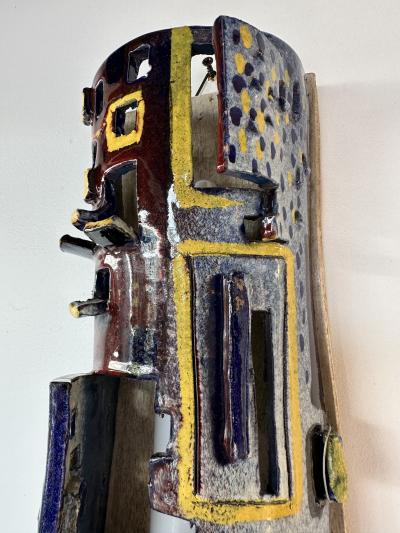 Pair of Sconces Ceramic Enameled Sculpture Italy 1960s