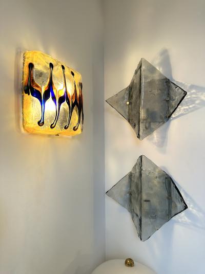 Pair of Sconces Harlequin Murano Glass Italy 1970s