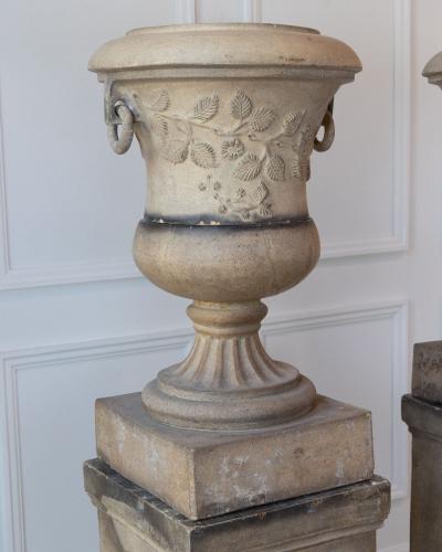 Pair of Scottish Late 19th Century Victorian Fireclay Urns by Hurlford Fire Clay