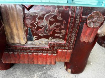 Pair of Sculpted Elephant w Tusk Hand Painted w Beveled Glass Top Tables