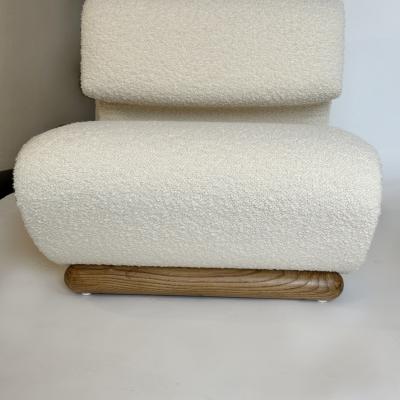 Pair of Sculptural Armchairs Upholstered with White Wool Boucl by Pierre Frey