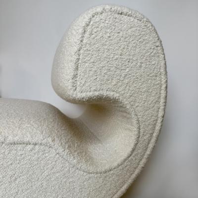 Pair of Sculptural Armchairs Upholstered with White Wool Boucl by Pierre Frey