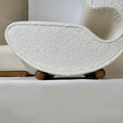 Pair of Sculptural Armchairs Upholstered with White Wool Boucl by Pierre Frey
