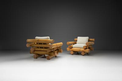 Pair of Sculptural Bamboo Lounge Chairs Europe Mid 20th Century