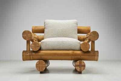 Pair of Sculptural Bamboo Lounge Chairs Europe Mid 20th Century