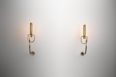 Pair of Sculptural Brass Wall Lamps Europe Mid 20th Century