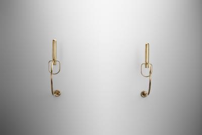 Pair of Sculptural Brass Wall Lamps Europe Mid 20th Century