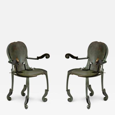 Pair of Sculptural Bronze Armchairs by Arman Fernandez