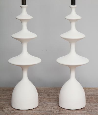 Pair of Sculptural Custom Plaster Table Lamps