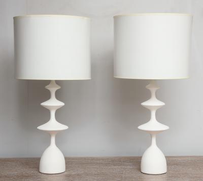 Pair of Sculptural Custom Plaster Table Lamps