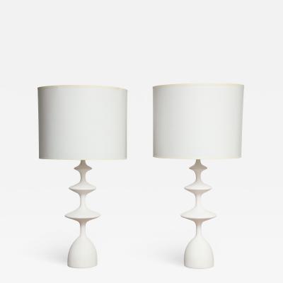 Pair of Sculptural Custom Plaster Table Lamps