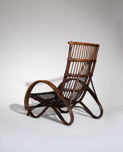 Pair of Sculptural Dutch Rattan Lounge Armchairs Mid Century Modern 1960s