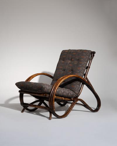 Pair of Sculptural Dutch Rattan Lounge Armchairs Mid Century Modern 1960s