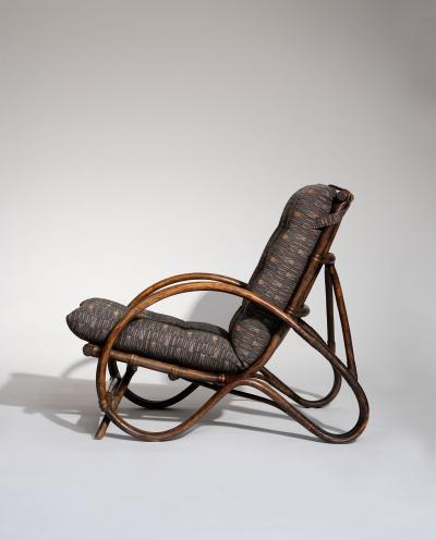 Pair of Sculptural Dutch Rattan Lounge Armchairs Mid Century Modern 1960s