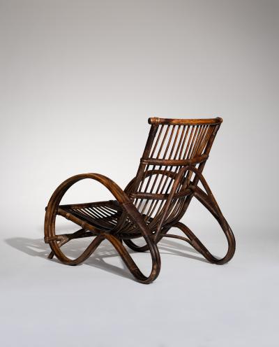 Pair of Sculptural Dutch Rattan Lounge Armchairs Mid Century Modern 1960s
