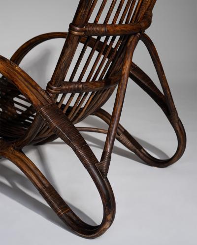 Pair of Sculptural Dutch Rattan Lounge Armchairs Mid Century Modern 1960s