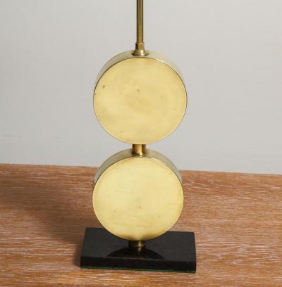 Pair of Sculptural Mid Century Modern Brass Disc Lamps