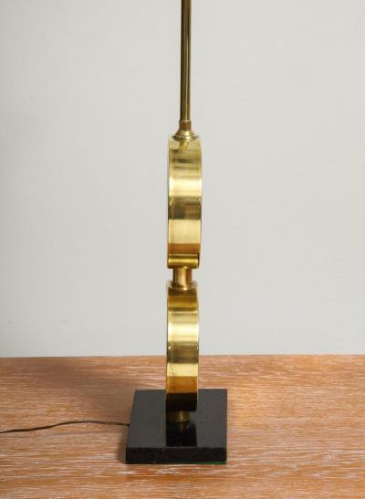 Pair of Sculptural Mid Century Modern Brass Disc Lamps