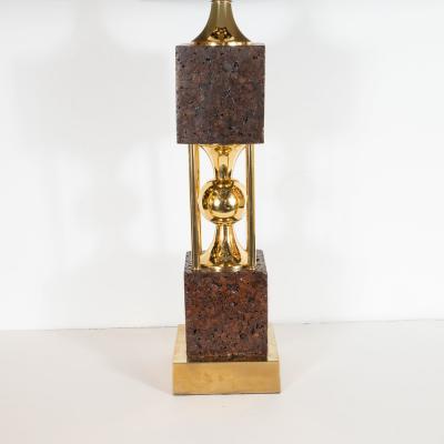 Pair of Sculptural Mid Century Modern Polished Brass and Cork Table Lamps