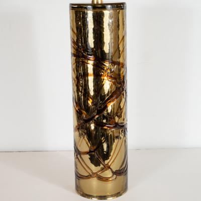 Pair of Sculptural Modernist Handblown Murano Gold Mercury Glass Table Lamps