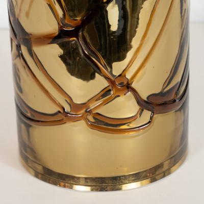 Pair of Sculptural Modernist Handblown Murano Gold Mercury Glass Table Lamps