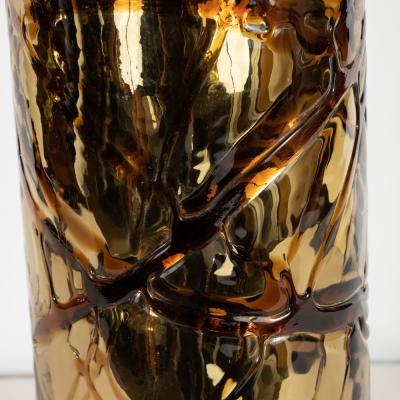 Pair of Sculptural Modernist Handblown Murano Gold Mercury Glass Table Lamps