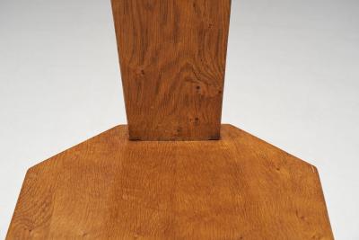 Pair of Sculptural Patinated Oak Spinning Chairs Europe ca Early 20th Century