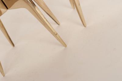 Pair of Sculptural Vintage Brutalist Candle Holders in Polished Brass