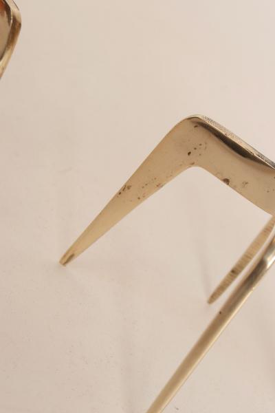 Pair of Sculptural Vintage Brutalist Candle Holders in Polished Brass