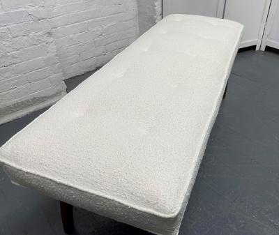 Pair of Sculptural Walnut Benches in Boucle