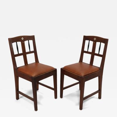 Pair of Secessionist Style Oak Side Chairs with Ebonized Spindles