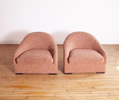 Pair of Sensational Pink Chenille Club Chairs