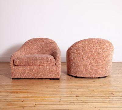 Pair of Sensational Pink Chenille Club Chairs