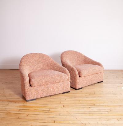 Pair of Sensational Pink Chenille Club Chairs