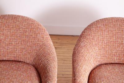 Pair of Sensational Pink Chenille Club Chairs