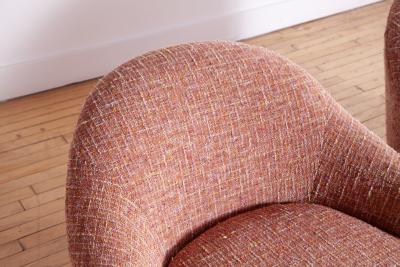 Pair of Sensational Pink Chenille Club Chairs