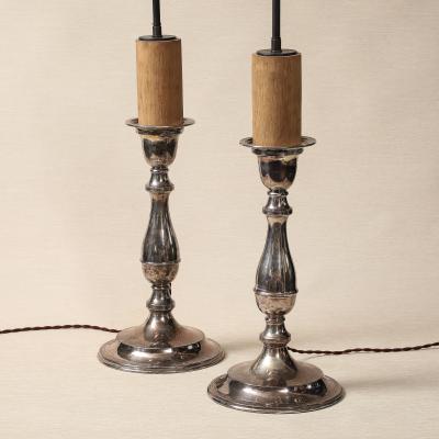 Pair of Sheffield Candlestick Lamps