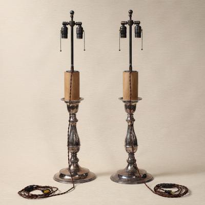 Pair of Sheffield Candlestick Lamps