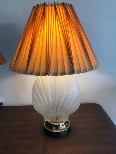 Pair of Shell Form Glass Table Lamps