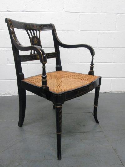 Pair of Sheraton Style Stenciled Armchairs