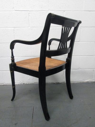 Pair of Sheraton Style Stenciled Armchairs