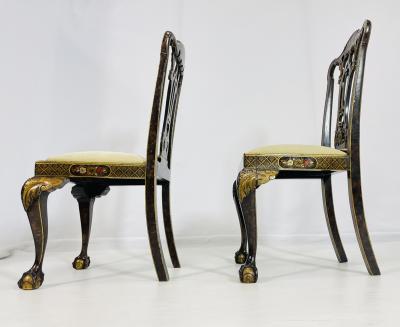 Pair of Side Chairs With Gold Gilt Claw Foot Details Circa 1940s
