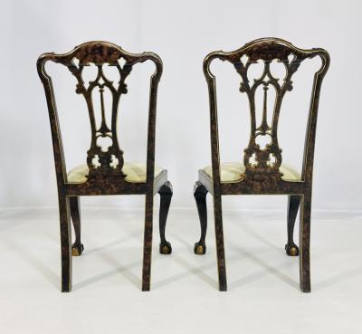 Pair of Side Chairs With Gold Gilt Claw Foot Details Circa 1940s